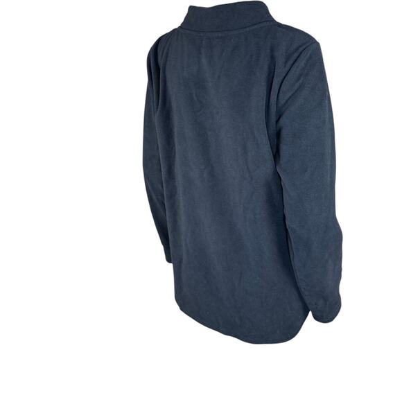 Denim & Co. Regular Fleece Crossover Neck Long Slv Tunic w/ Dolphin Hem Black S - Picture 9 of 13